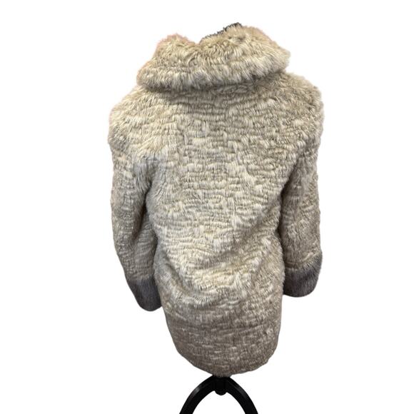 Laundry by Shelli Segal Faux Fur Coat Brown Gray Long Sleeve Small Hook Eye - Picture 11 of 16